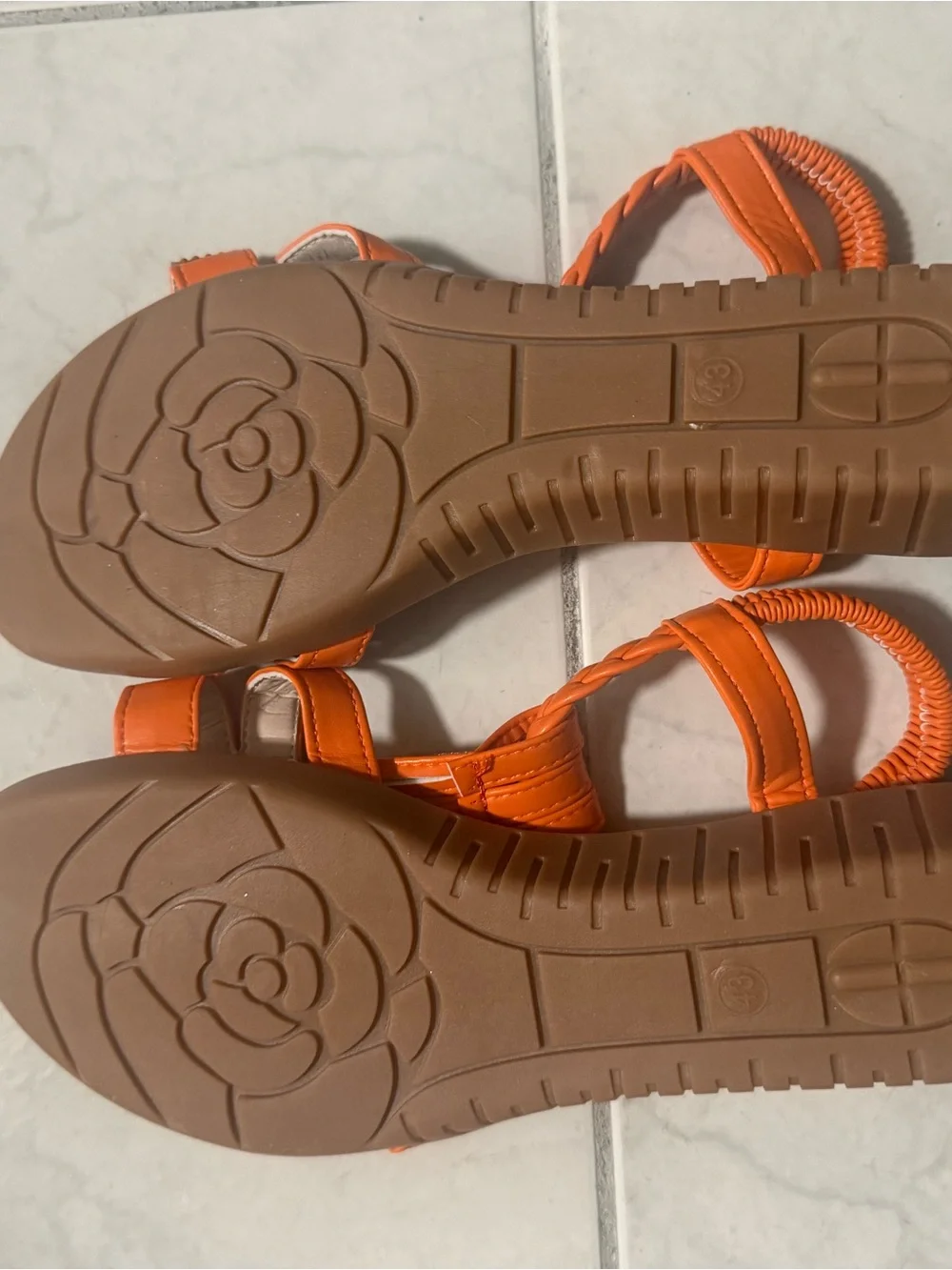 Orange Braided Strap Jeweled Sandals size 10.5